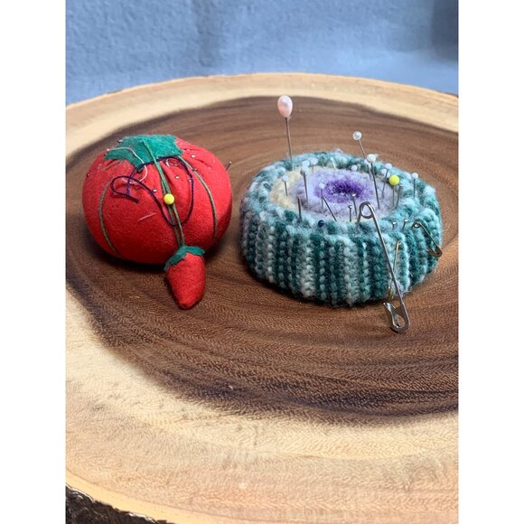 Vintage Strawberry & Knitted Pin Cushions Set - Picture 8 of 8
